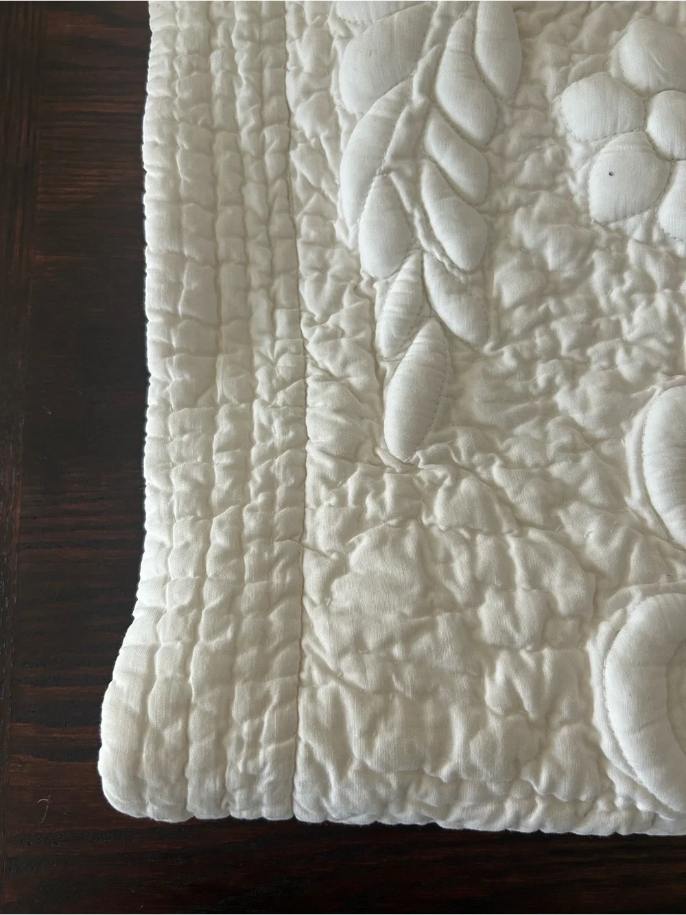 Creamy white Quilted Floral Pillow Shams - Elegant Home Bedding